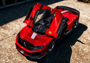�y�\��zFerrari�t�F���[�� F80 full open Rosso Corsa silver white stripe carbon wing / BBR 1/18 �~�j�J�[