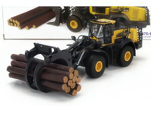 KOMATSU WA475 10 RUSPA GOMMATA SCRAPER TRACTOR WITH WOOD GRAPPLE YELLOW BLACK ホイールローダ / Univrsal Hobbies 1/50 建設機械模型 工事車両
