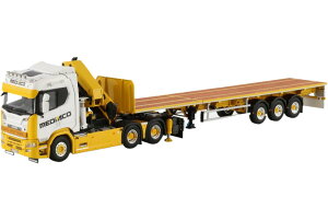 Mediaco Scania R Normal CR20N フラットベッドセミトレーラー Palfinger PK65002SH JIB / WSI 1/50 建設機械模型 工事車両