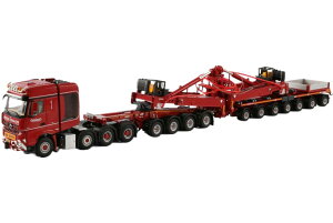 Nooteboom Red Line Mercedes Benz Arocs MP4 SLT Big Space 風力発電ブレード輸送トレーラー ドーリー / WSI 1/50 建設機械模型 工事車両