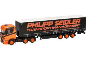 Philipp Seidler Scania�X�J�j�A CR20ND curtainside semitrailer�J�[�e���T�C�h�Z�~�g���[���[ �g���b�N �͌^ /Herpa 1/87
