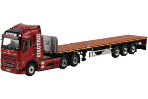Logi Trans Volvo�{���{ FH5 Globetrotter Electric 6x2 tag axle flatbed trailer�t���b�g�x�b�h�g���[���[ 3axle �g���b�N �͌^ /WSI 1/50