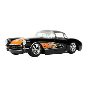 Chevrolet�V�{���[ Corvette 1957 in Black with Flames / JADA 1/24 �͌^