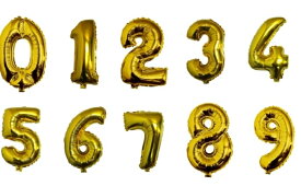数字 バルーン ナンバー ストロースティック付き お誕生日会 特大 40cm ゴールド 123456789 シルバー 赤 パーティー 飾り お祝い (誕生日、パーティー）