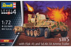 sWs with 3.7cm Flak 43 Sd.Ah. 58 Ammunition Trailer�e��g���[���[ �g�ݗ��ăv�����L�b�g�͌^ /Revell 1/72