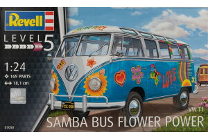 VW�t�H���N�X���[�Q�� T1 Samba Bus Flower Power �g�ݗ��ăv�����L�b�g�͌^ �J�[���f�� /Revell 1/24