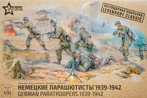 IIWW German Paratroopers 1939 1942 figurines �h�C�c�R�~�����t�B�M���A �g�ݗ��ăv�����L�b�g�͌^ /Zvezda�Y�x�Y�_ 1/35