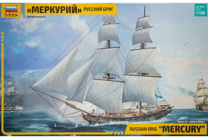 Armed brig Mercury �}�[�L�����[ ���V�A�C�R �u���b�O �g�ݗ��ăv�����L�b�g�͌^ �͑D /ZVEZDA 1/100