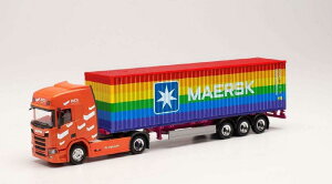 Herpa HCL Logistics Scania CR20HD container Z~g[[ 40ft Maersk Rainbow Container 314695 /Herpa 1/87 ~j`A gbN ݋@B͌^ Hԗ