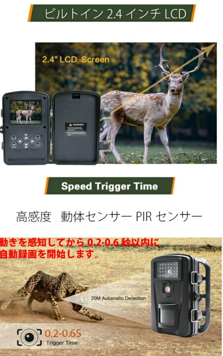 楽天市場 防犯カメラ ワイヤレス 屋外 トレイルカメラ 動物観察 暗視カメラ 監視カメラ 1080p ナイトビジョン 森設置 電池式 人気 ラストホビー