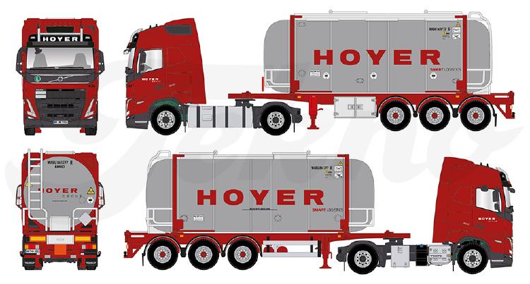 ミニチュア模型ミニカー  2023年3月以降発売予定Hoyer Volvo 4x2 met Hoyer swapcontainerトラック  建設機械模型 工事車両 Tekno 50 ミニチュア