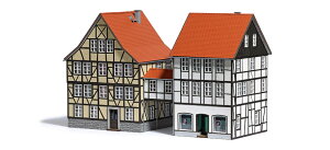HO�Q�[�W �S���͌^ Busch �u�b�V�� Era I 2 Half timbered Houses connected with Bridge