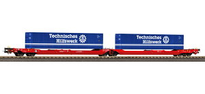 HO�Q�[�W �S���͌^ �ݎ� Piko �s�R DB AG T3000e AC T3000e pocket wagon loaded with 2 THW 40 foot containers AC