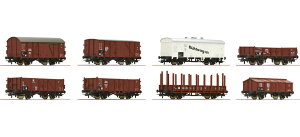 HO�Q�[�W �S���͌^ �ݎ� Roco ���R DRG 8-piece set of freight cars DC
