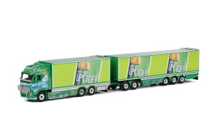 Volvo�{���{ FH2 GLOBETROTTER XL 6X2 TAG AXLE BOX TRAILER Ristimaa Cider Shark / WSI 1/50 ���݋@�B �͌^