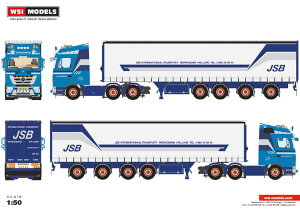 y\z12ȍ~\JSB SWIJNENBURG MERCEDES-BENZ ACTROS MP3 LH 6X2 TWIN STEER CURTAINSIDE TRAILER 4 gbN /WSI 1/50 ݋@B͌^ ~j`A