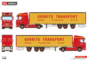 y\z12ȍ~\GERRITS TRANSPORT DAF XG 4X2 TRIDEC CURTAINSIDE TRAILER 3 gbN /WSI 1/50 ݋@B͌^ ~j`A