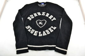 【中古】BURBERRY BLUE LABEL バーバリーブルーレーベル ロゴ デザイン セーター(薄手) ウール混 サイズ38 黒 ブラック 02r12112 中古品【牛久店】