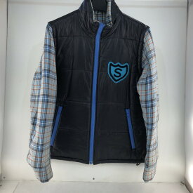 【中古】OVER THE STRiPES オーバーザストライプス リバーシブルジャケット ベスト 袖取り外し可能 サイズM 黒×青 ブラック×ブルー 02r14942 中古品 【牛久店】