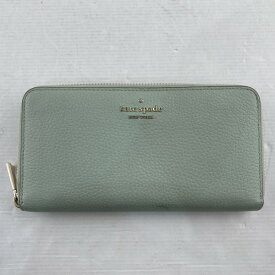 【中古】kate spade new york ケイト・スペード ニューヨーク レイラ ラージ コンチネンタル ウォレット WLR00392 ラウンドファスナー長財布 レディース財布 緑 グリーン 02r16049 中古品 【牛久店】