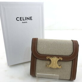 【中古】CELINE セリーヌ スモールウォレット トリオンフ 10D782DB2.02NT レディース財布 茶 ブラウン 箱・保存袋・紙袋あり 02r16732 中古品 【牛久店】