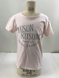 【中古】Maison Kitsuné 　メゾン・キツネ　レディース　Tシャツ　ピンク　Sサイズ　ロゴプリント Tシャツ　04r6216【八王子店】