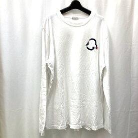 【中古】MONCLER モンクレール Logo Printed Long Sleeve T-Shirt Optical White ロンT 白 ホワイト ロゴ プリント メンズ トップス XXLサイズ 03r9580【入間店】