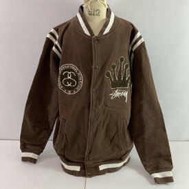 【中古】OLD STUSSY スウェット スタジャン クラウン ブラウン 茶　ステューシー　　スウェット　ブラウン　Lサイズ　04r8771【八王子】