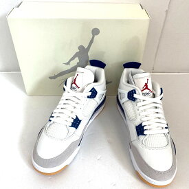 【中古】 Nike SB Air Jordan 4 Retro SP Summit White/Navy ナイキ SB エアジョーダン4 レトロ SP サミットホワイト/ネイビー 27.0cm メンズ スニーカー DR5415-100 タグ付き 箱付き 美品 03w20476 【入間店】