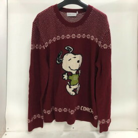 【中古】 コーチ COACH × PEANUTS レッド サイズL 中国製 レディース 保存袋あり ニット 02w19901 【牛久店】