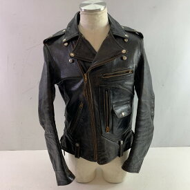 04w5407▽※【中古】THE REAL McCOY'Sザリアルマッコイズ BUCO ホースハイド サイドレースアップ ダブル ライダース ジャケット 40 ブラック メンズ 【八王子店】
