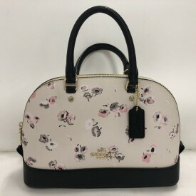 【中古】 COACH (コーチ) ミニシエラワイルドフラワー 2Way ハンドバッグ F37269 クリーム ブラック 黒 レディース 02r17155 【牛久店】