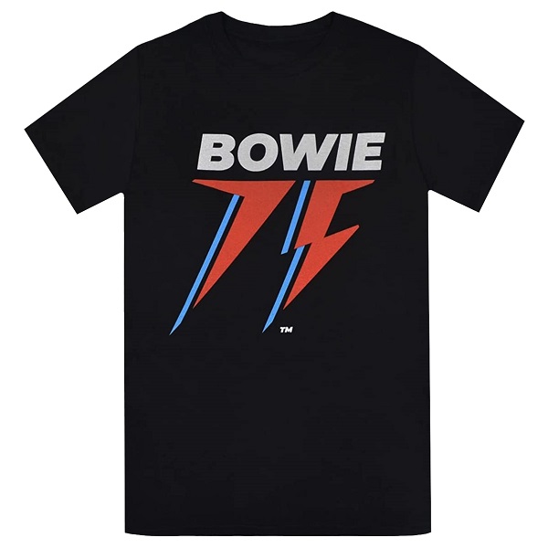 メール便なら送料無料 発売モデル デヴィッド ボウイのオフィシャルマーチャンダイズ DAVID BOWIE 75th デヴィッドボウイ Logo BLACK Tシャツ 激安の