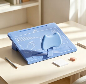 座り姿勢矯正器具 子供用 M字型 読書スタンド 矯正器 猫背 予防 視力保護 机置き ブルー 学習サポート 小学生