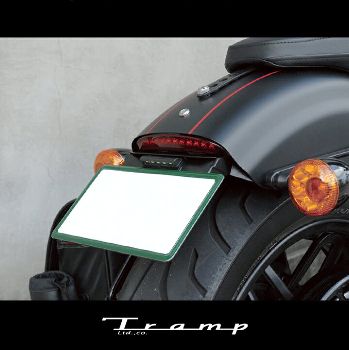 TRAMP CYCLE トランプサイクル XL1200CX(純正ショートリアフェンダー)ライセンスブラケットwithビルトインテール リフレクター付きタイプ ランプカラー:レッド/ License bracket with Built-in tail Ramp Color :RED ハーレーダビッドソン SCS-048R-A TRAMP ... CONTOUR リアブレーキペダル ブラック 2014年以降ツーリング トライク◆ハーレー◆