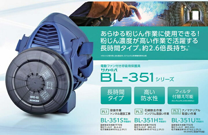 楽天市場】興研 防じんマスク 電動ファン付取替え式 BL-351H 