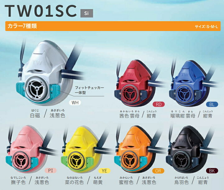 楽天市場】重松 防じん 防毒マスク 両方対応 TW01SC ブルー 青 (BL 