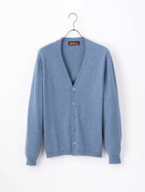 GRABRE（グラブレ） カシミヤ 100% Vネック カーディガン / M L LL / スモーキーブルー ライトグレー チャコールグレー ネイビー モカ ブラック / メンズ 男性 カシミア カジュアル フォーマル 12ゲージ ハイゲージ ニット セーター]