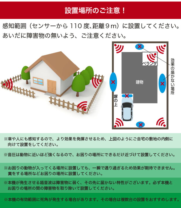 楽天市場 安心の返品保証付き 猫よけ 2個セット 猫避け 猫除け 庭に入って ふん や 尿 をして困る お困り動物を超音波で優しく対策 土日祝も配送可能 野良猫 のら ノラ 野良 ねこ ネコ 鳥よけ 鳥 強力 超音波 コウモリ 猫 フン 対策 グッズ ネコ 糞 犬 避け 鳥害