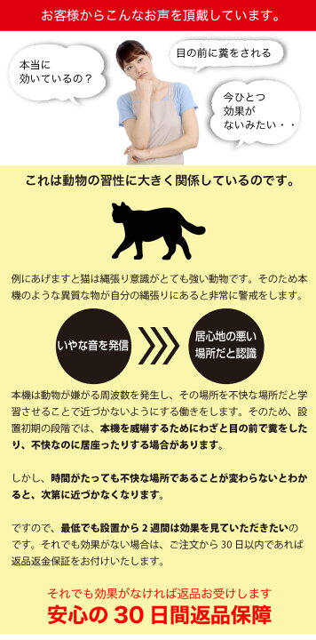 楽天市場 安心の返品保証付き 猫よけ 猫避け 猫除け 庭に入って ふん や 尿 をして困る お困り動物を超音波で優しく対策 野良猫 のら ノラ 野良 ねこ ネコ 鳥よけ 鳥 強力 超音波 コウモリ 猫 フン 対策 グッズ 糞 犬 避け 鳥害 超音波動物撃退器 糞 尿 獣害