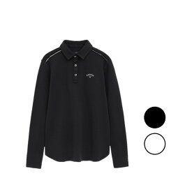 25秋冬 キャロウェイ CALLAWAY レディース ダブルニット長袖シャツ c25233204 トップス ポロシャツ 無地 UVカット UPF30