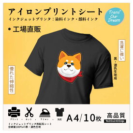 TransOurDream 真正のアイロンプリントシート A4 A3 転写紙 黒・濃色生地用 転写シール インクジェットプリンター用 アイロン転写シート アイロンプリント用紙転写紙 アイロンプリントペーパー アイロン転写シート 印刷 衣装 DIY 熱転写シート