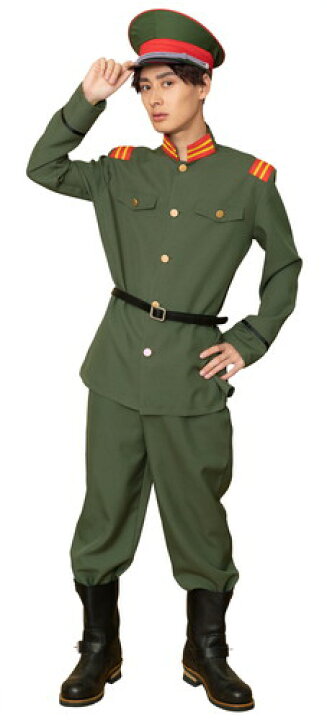 楽天市場 送料無料 Menコス 軍服 大正ロマンを感じるカーキー色の軍服 襟と肩章の目を引くブレードがポイントです 帽子はしっかりとした作りで高級感があります キャラクターレプリカ コスプレ用品 Rcp トランスポーツ