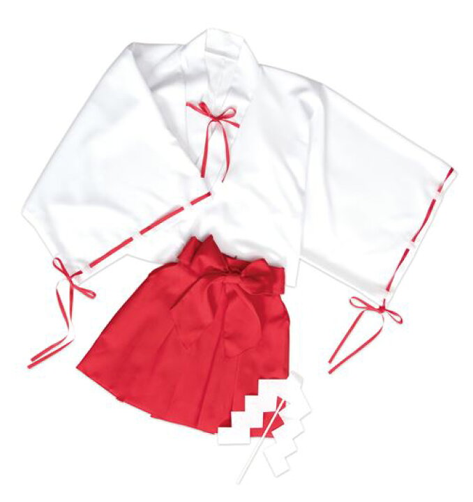 楽天市場 Tg ミニリボン巫女 袖口の赤いリボンがポイントの着物で清楚な巫女さんに変身 袴風スカートだから着脱も簡単です キャラクターレプリカ コスプレ用品 Rcp トランスポーツ