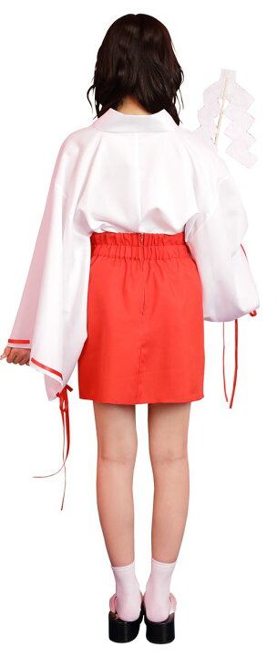 楽天市場 Tg ミニリボン巫女 袖口の赤いリボンがポイントの着物で清楚な巫女さんに変身 袴風スカートだから着脱も簡単です キャラクターレプリカ コスプレ用品 Rcp トランスポーツ