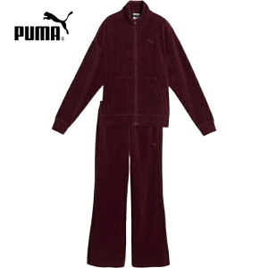 ■送料無料■【PUMA】プーマ 691062-96 ウィメンズ ベロア リブ リラックスド スーツ 上下セット 【Ruby Shimmer】[レディース/セットアップ/スーツ/秋冬/ベロア/リブ/ゆったり/快適/高級感/防寒/通
