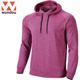 【wundou】ウンドウ P750J-7719 フィットネスフーディロングスリーブシャツ[ピンクカーネーションミックスブラック][ロングTシャツ/長袖/長そで/フーディ/フィットネス/プラクティス/トレーニング/練習]【RCP】