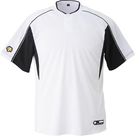 DESCENTE(デサント) 野球 2ボタンベースボールシャツ ブラック×シルバー×ホワイト L