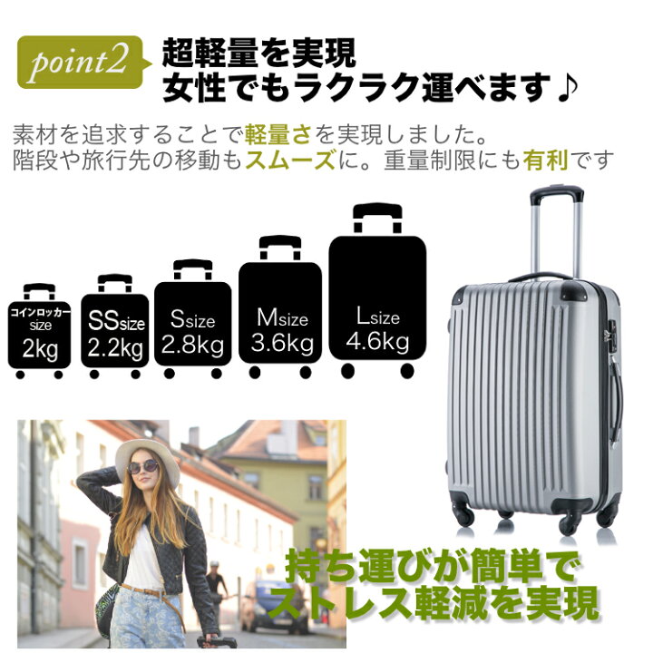 楽天市場 安心3年保証 キャリーケース スーツケース Mサイズ 中型 軽量 キャリーバッグ トランクケース Tsaロック搭載 トラベルデパート ビジネス 鍵不要のダイヤルロック式 予約 トラベルデパート 楽天市場店