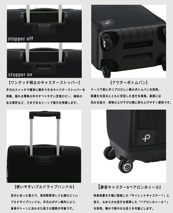 即日出荷 Claraプロテカ スーツケース 日本製 マックスパスソフト3 機内持込可 23L 2kg 1~2泊 コインロッカーサイズ ストッパー付  12836